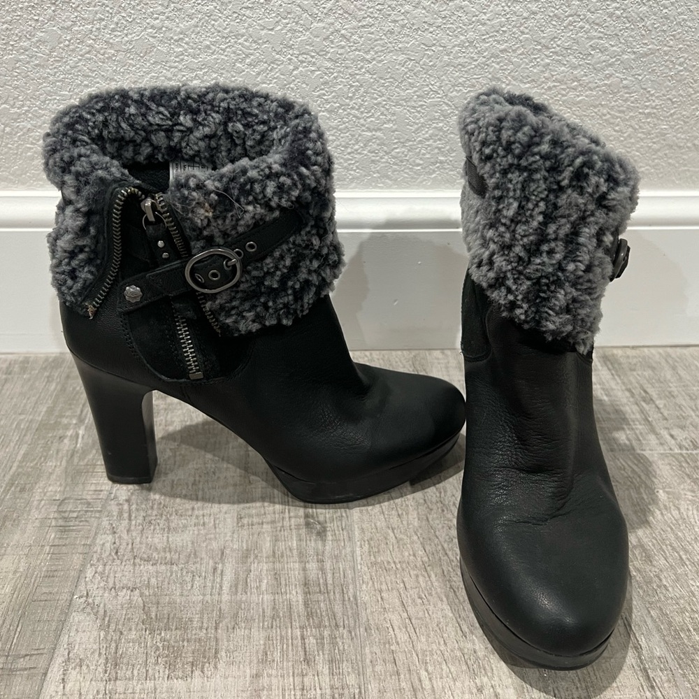 UGG Scarlett black and grey heeled boots